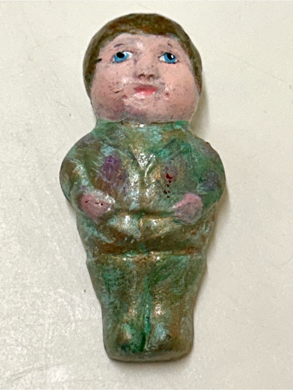 Vintage Composite Resin Male Doll Figurine Pinback Brooch